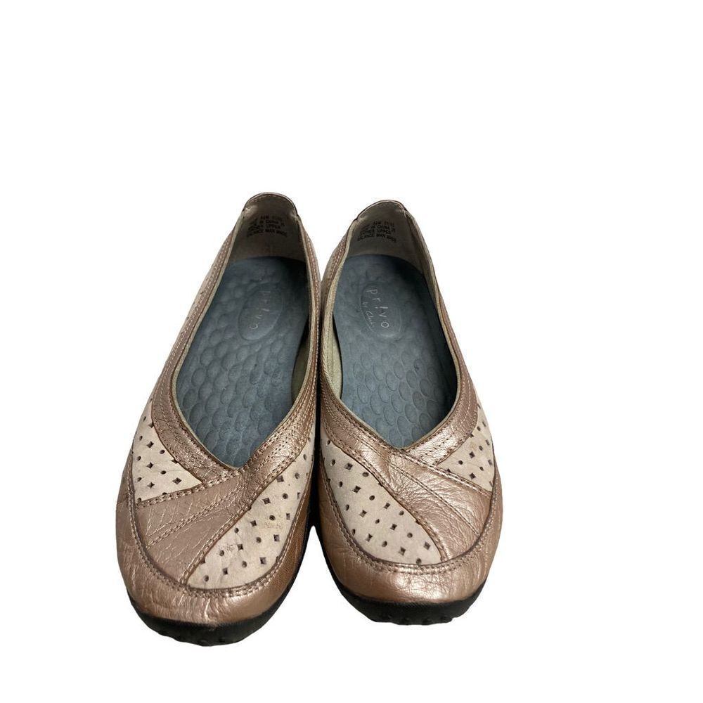 PRIVO By Clark Comfort Slip On Leather‎ Flats 6.5 M Cream & gold